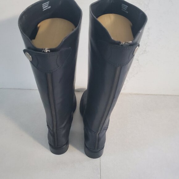 New Franco Sarto Black Leather Tall Riding Boot with Back Zipper size 9.5 - Picture 3 of 14